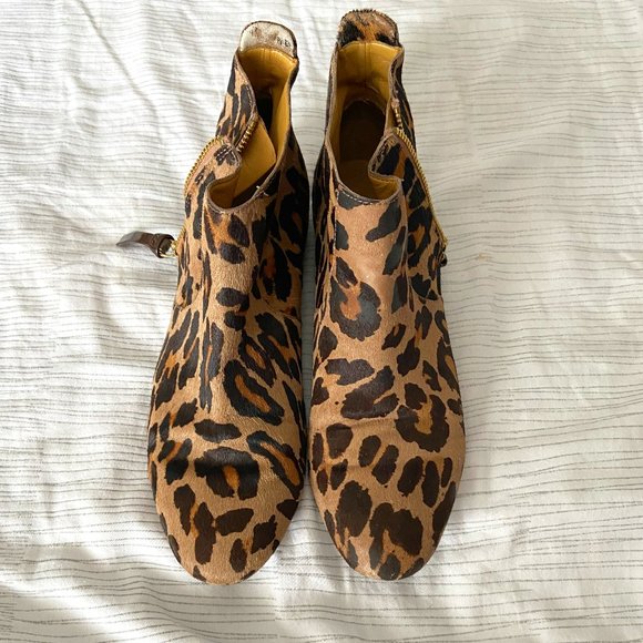 Nine West Shoes - Nine West Cow Leather Leopard Pattern Booties Size 10 Fair Condition